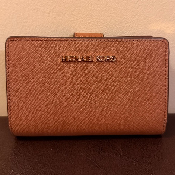 Michael Kors Handbags - Michael Kors Brown Saffiano Leather Snap Wallet – Good Used